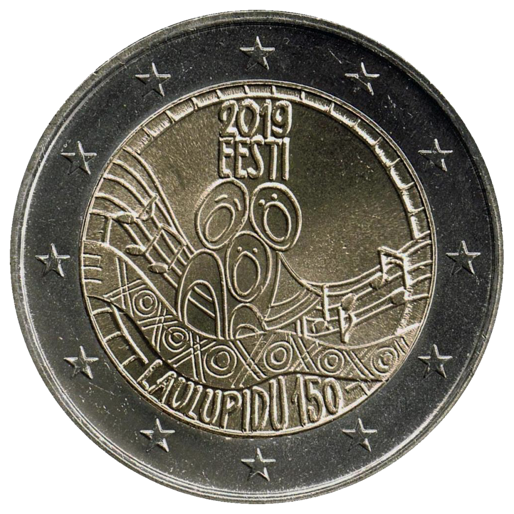 2 euros conmemorativa 150 aniversario del Festival de la Canción de Estonia